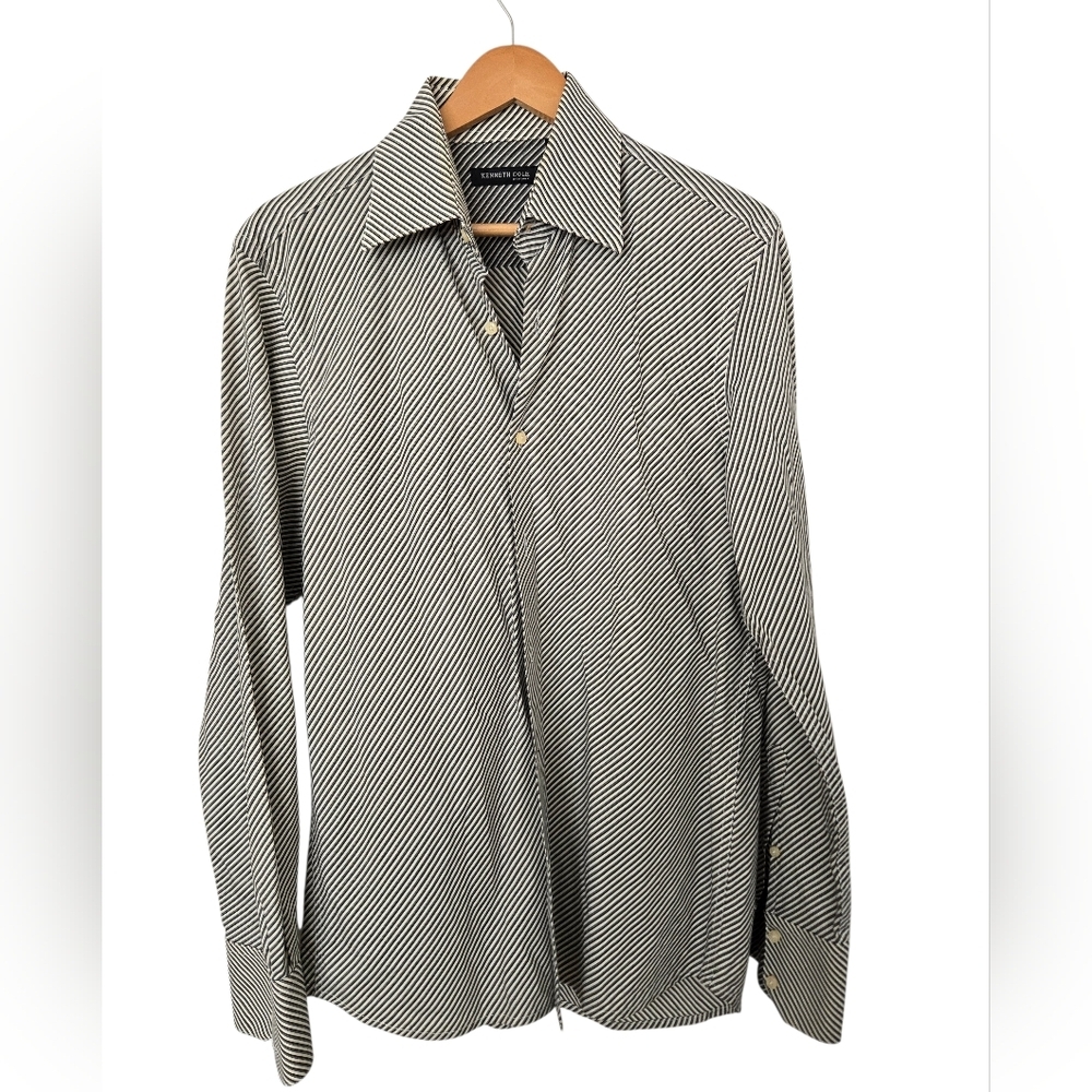 Kenneth Cole Monochrome Striped Shirt Size Medium